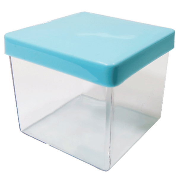 Caixinha Acrílica 5x5cm com Tampa Azul Bebê