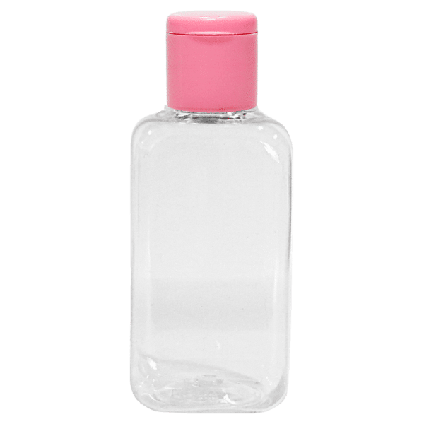 Frasco Quadrado 42ml com Tampa Flip Top Rosa Bebê
