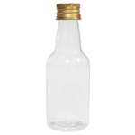 Garrafinha Plástica 50ml com Tampa Alumínio R-18 Dourada