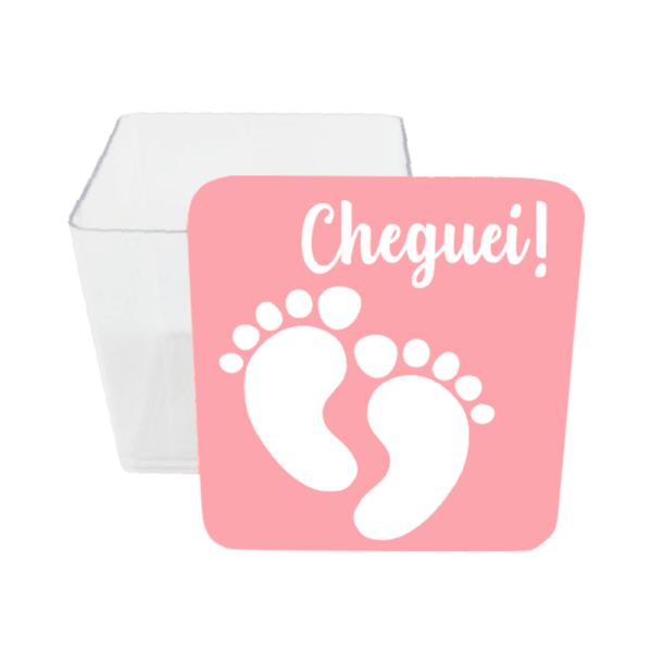 Caja acrílica 5x5cm - Nacimiento rosa bebé