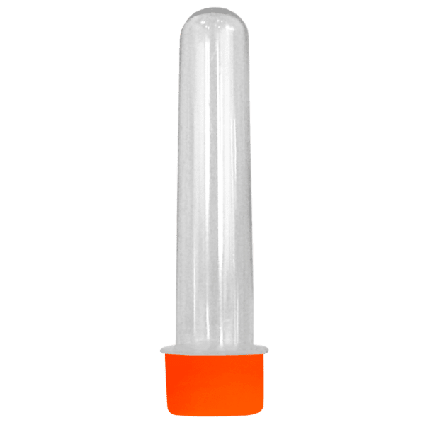Tubete Grande Cristal com Tampa R-28 Plástica Laranja Fluor