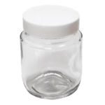 Pote de Vidro para Bolo 200ml com Tampa R-63 Plástica Branca