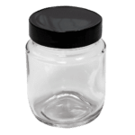 Pote de Vidro para Bolo 200ml com Tampa R-63 Plástica Preta