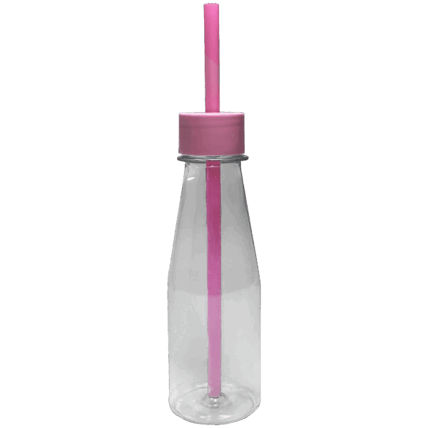 Garrafa Coquinho 200ml com Tampa e Canudo - Rosa Perolado